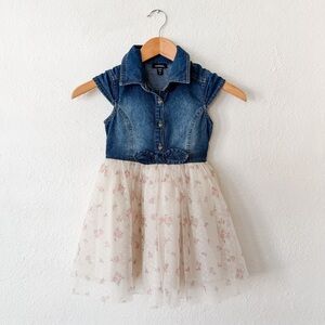 Zunie Girls Dress Denim Top & Floral Tulle Bottom